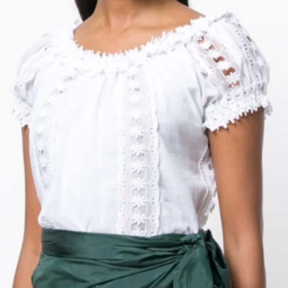 Charo Ruiz Ibiza white cotton lace on or off shoulder top size Large